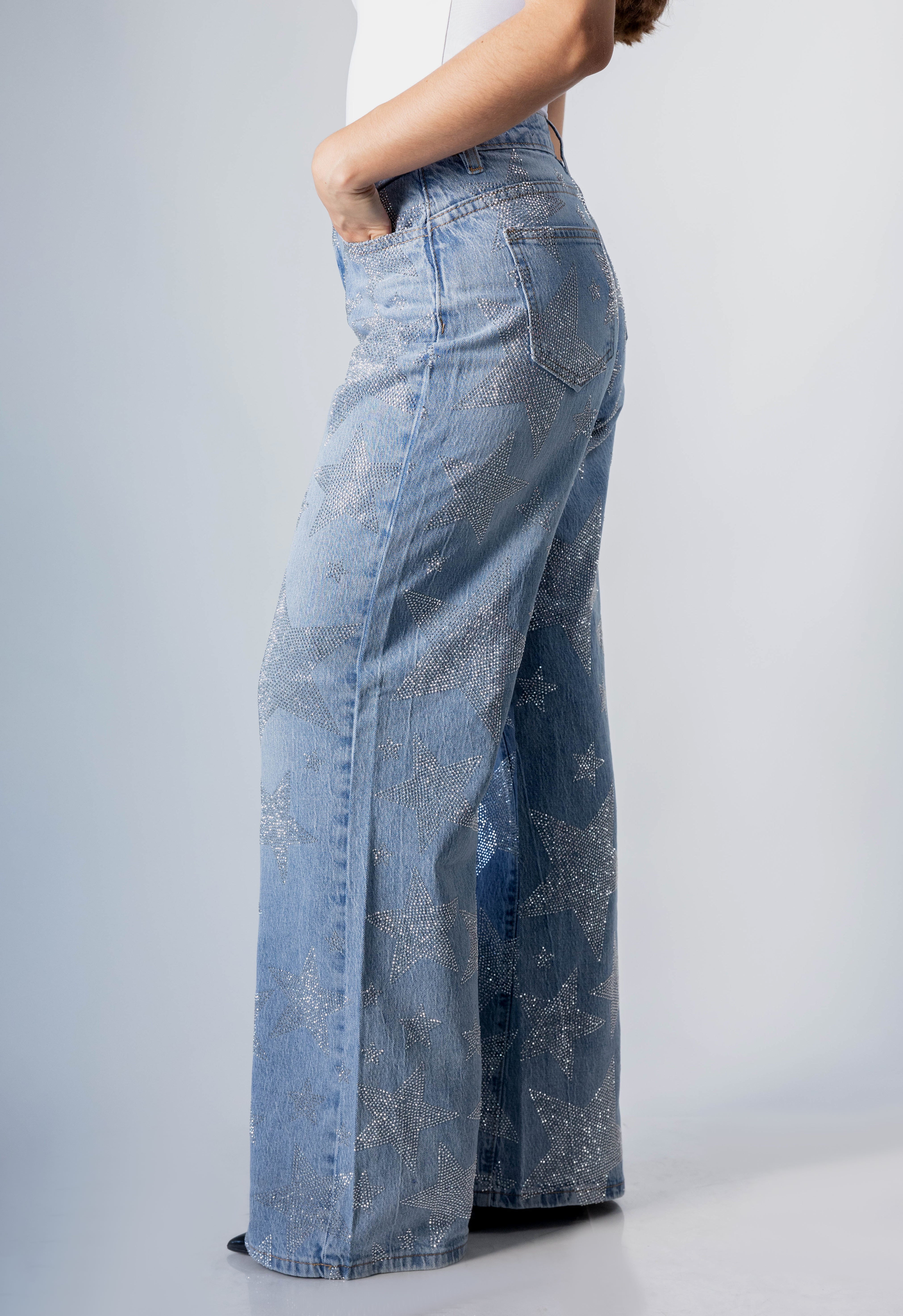 Pantalon wide leg DXD0572-LT BLUE