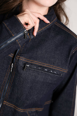 Chamarra de mezclilla dark blue para mujer
