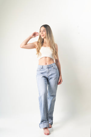 Pantalon straight light blue vista frontal completa