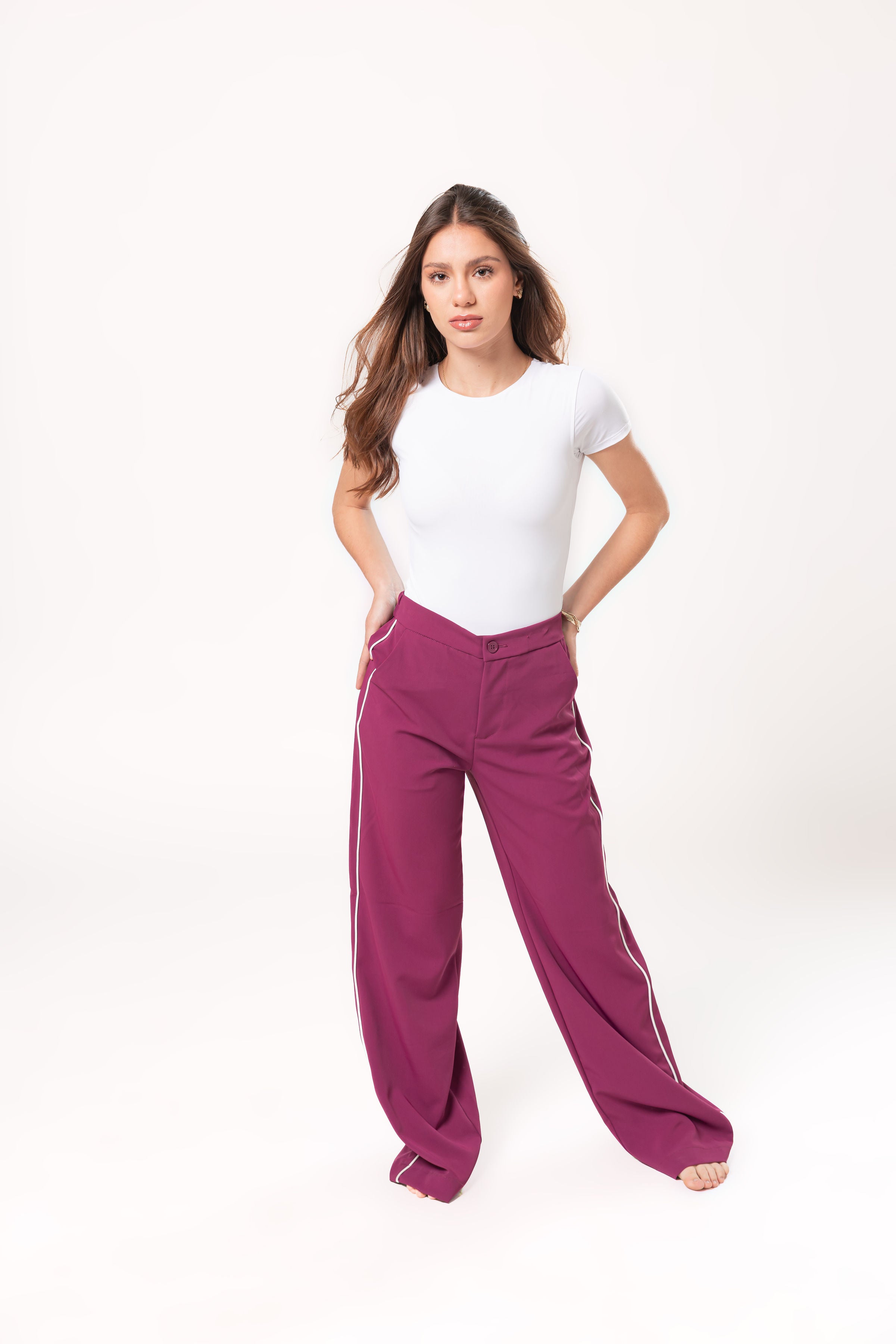 Pantalón de vestir color burgundy