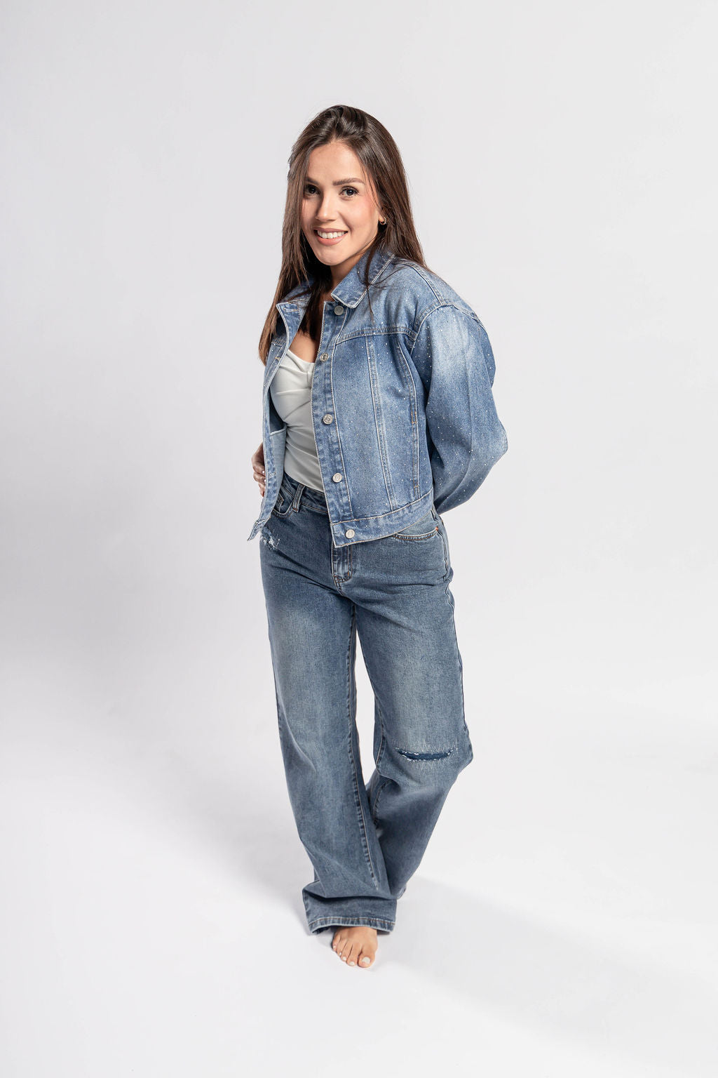 Pantalón denim wide leg