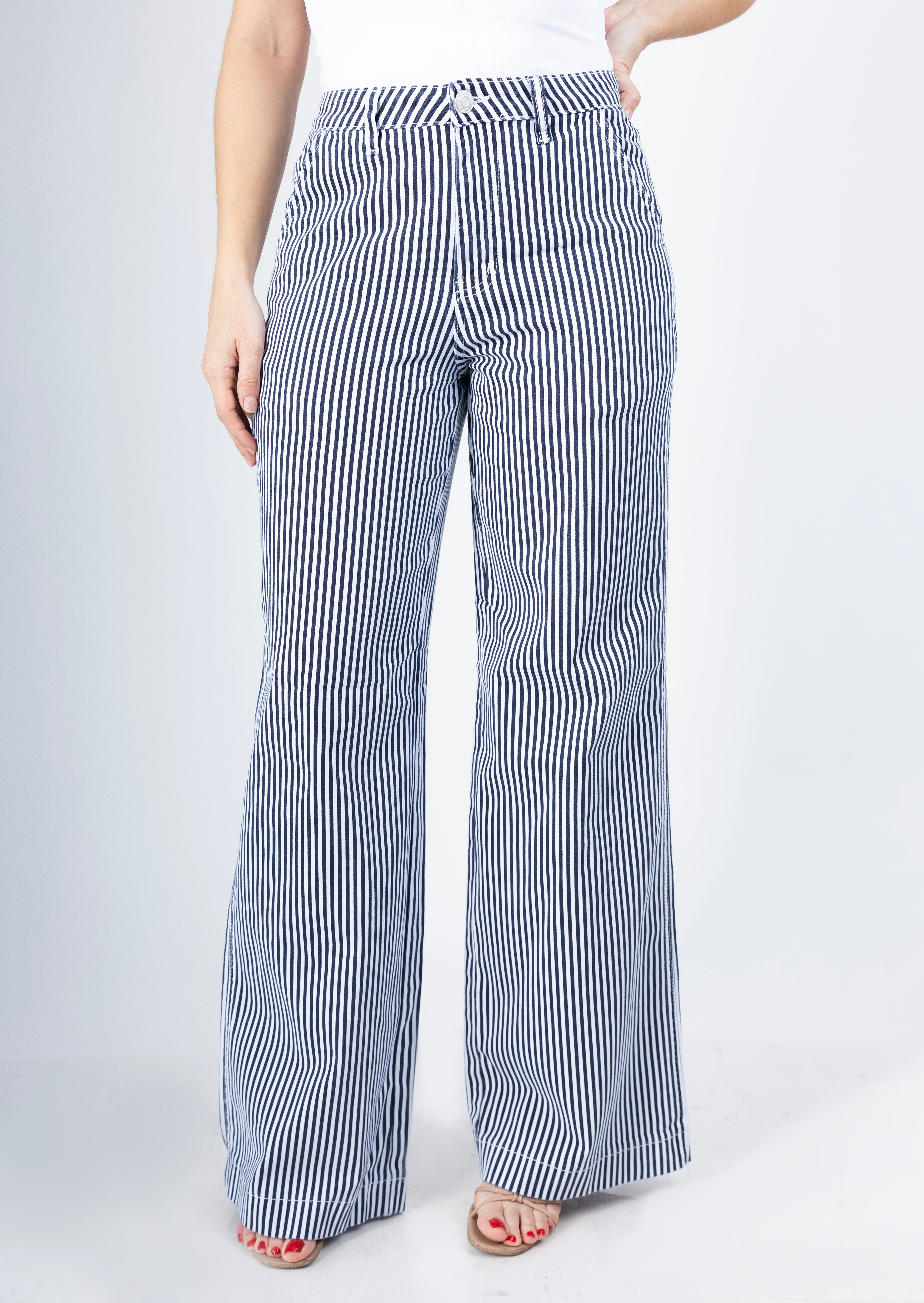 Pantalon wide leg DXD0603-NAVY/WHITE