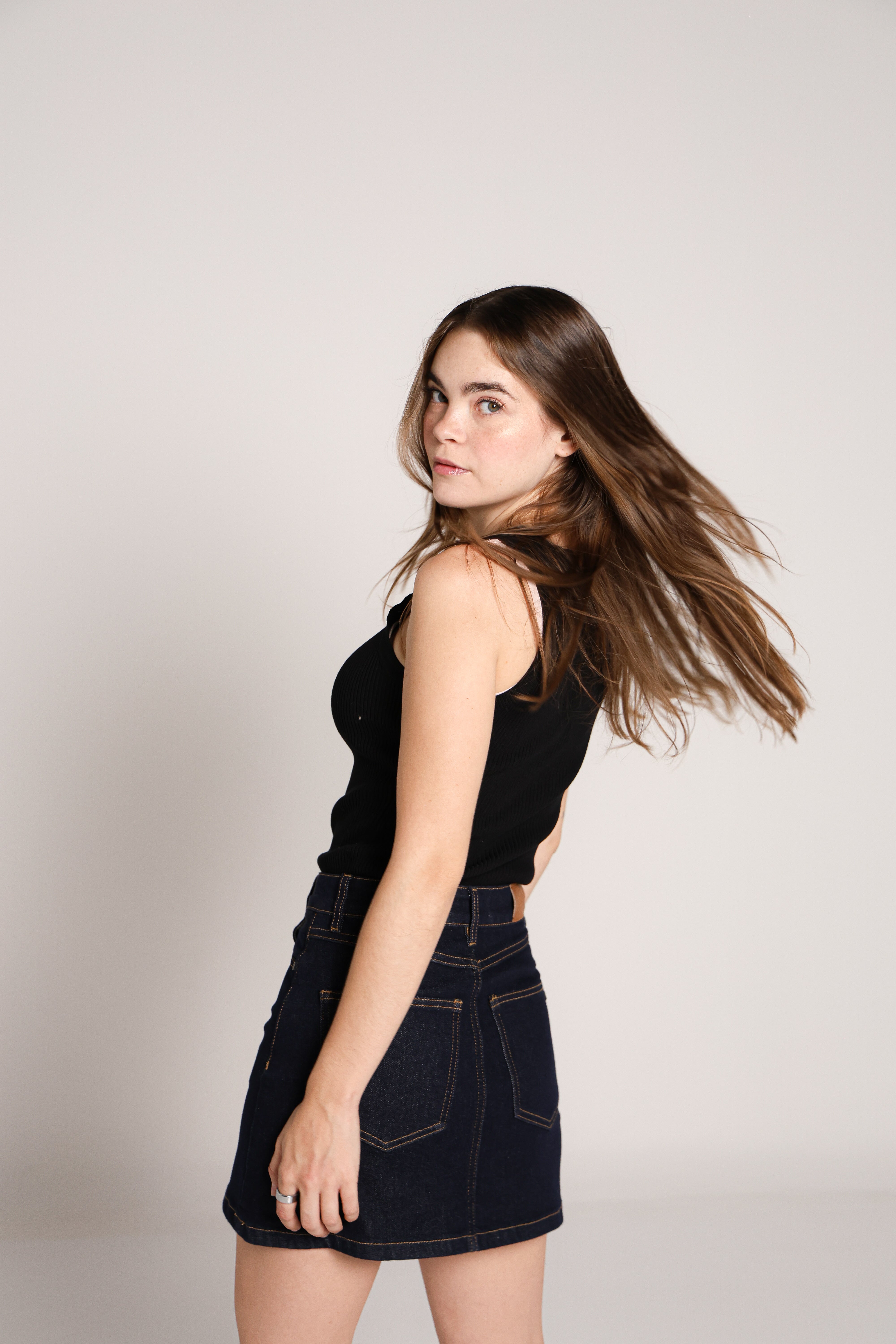 Mini falda de mezclilla dark blue para mujer