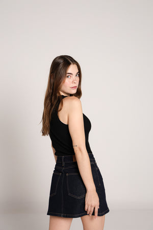 Mini falda de mezclilla dark blue vista trasera