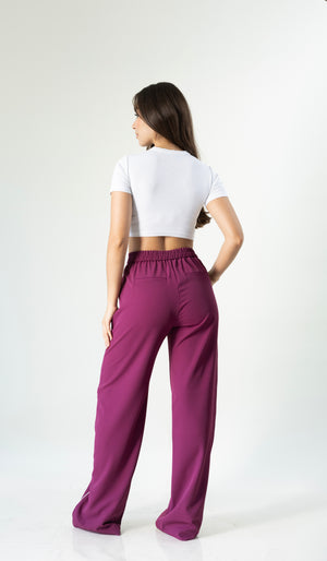 Pantalon de vestir burgundy para mujer vista trasera