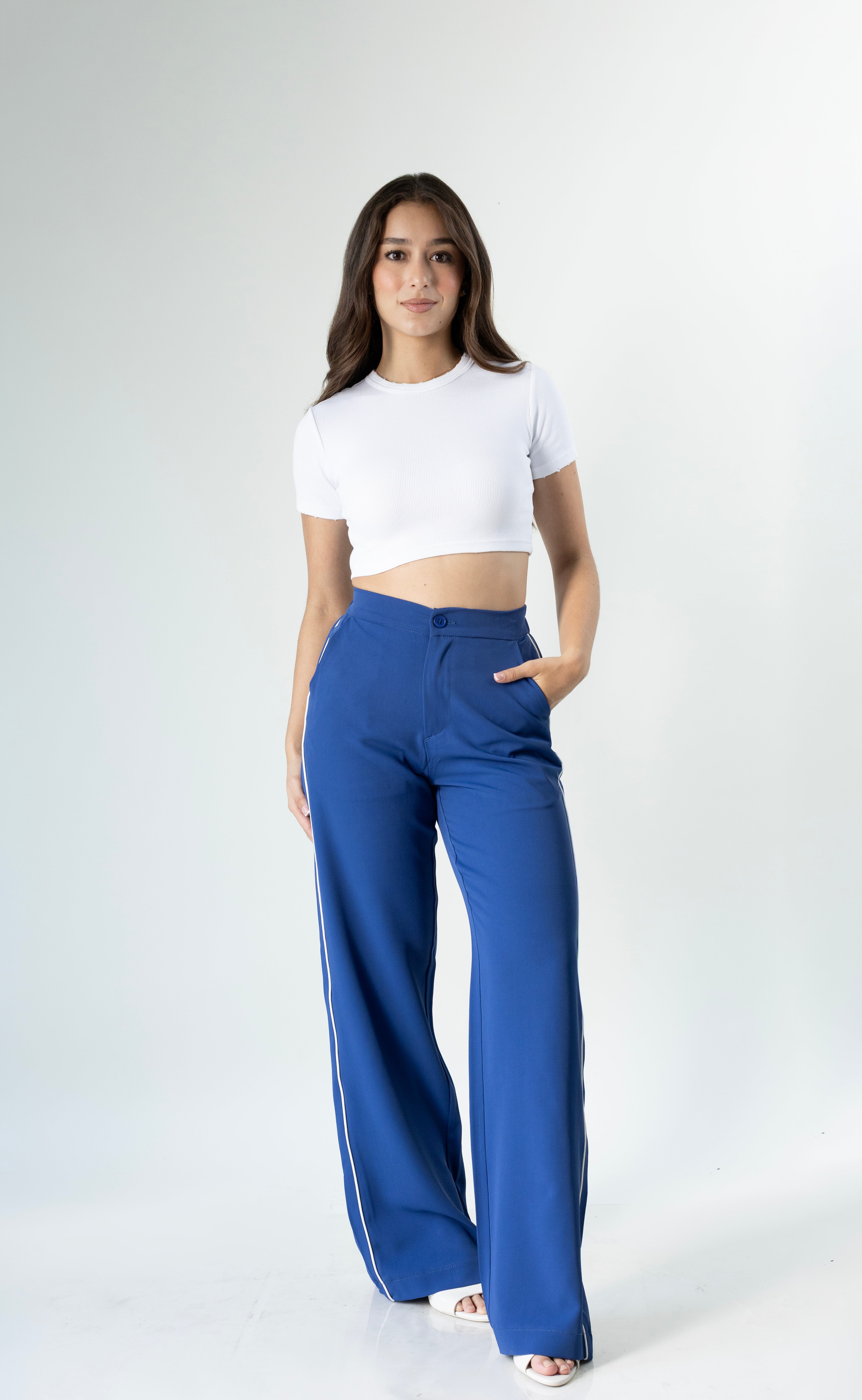 Pantalon de vestir navy para mujer vista frontal