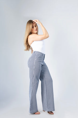 pantalon wide leg rayas navy white vista lateral cuerpo completo