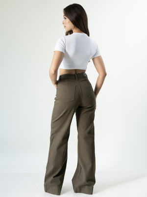 Pantalon wide leg sage para mujer vista trasera