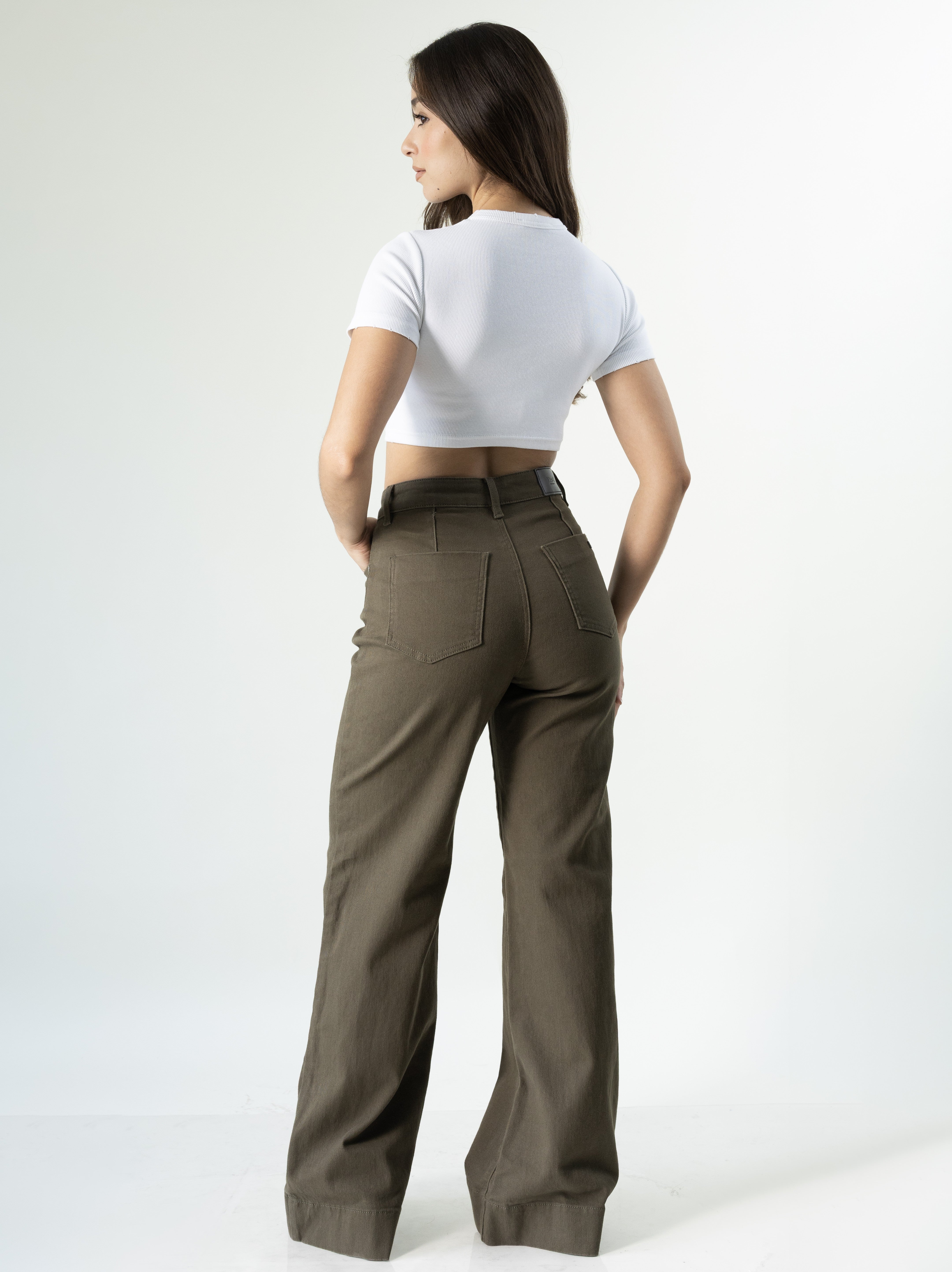 Pantalon wide leg sage para mujer vista trasera